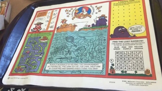 Word searches, puzzles and other games used to be featured on the sheet trays. Picture: Bored Panda