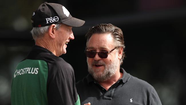 Russell Crowe spent time at South Sydney during the week. Picture: Brett Costello