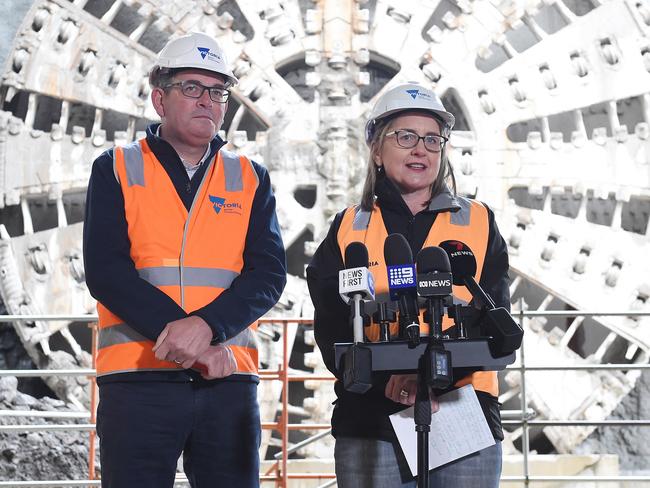 Former Premier Dan Andrews and Jacinta Allan. Picture: Josie Hayden