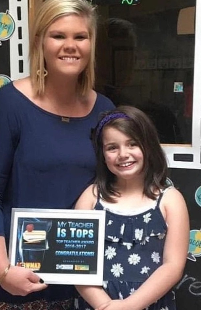 Kaitlyn with her teacher, Courtney Amerson Williams, in 2016.