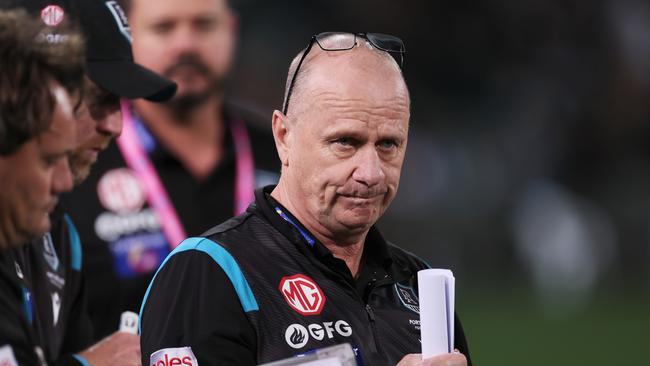 Ken Hinkley was re-signed by the Power until the end of 2025 midway through last season. Picture: James Elsby/AFL Photos via Getty Images