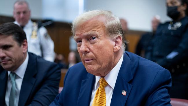 Donald Trump is accused of falsifying records to cover up a sex scandal that threatened to derail his 2016 campaign. Picture: Craig Ruttle/Pool/AFP