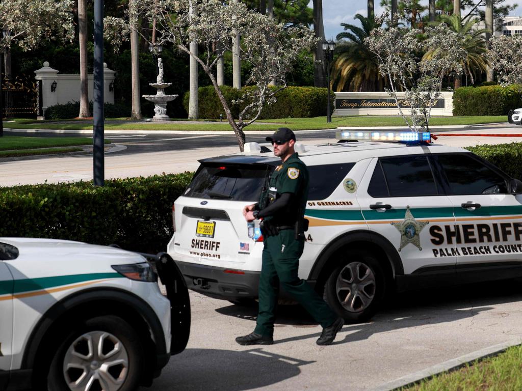 Law enforcement secures the area around Trump International Golf Club after an apparent assassination attempt of former President Donald Trump in West Palm Beach, Florida. Picture: Getty Images via AFP