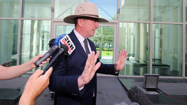 Deputy Prime Minister Barnaby Joyce during a press conference at Parliament House in Canberra. Picture: Gary Ramage