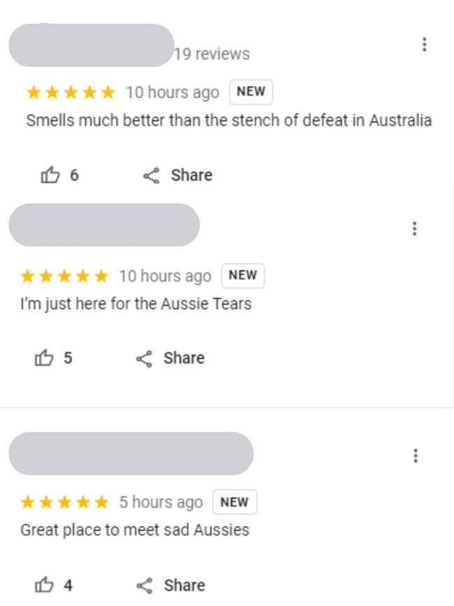 Both sides are letting their pettiest selves out to play in the reviews. Picture: Google Maps.