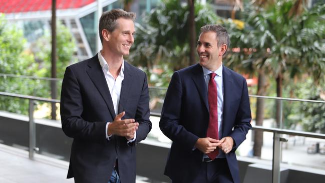 Andrew Charlton, the Labor MP for Parramatta, with Treasurer Jim Chalmers.