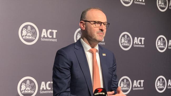 ACT Chief Minister and Treasurer Andrew Barr releases the 2022-23 ACT budget. Picture: Julia Kanapathippillai