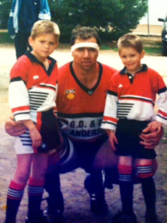 The rookie as a boy with his father Matt Goodwin.
