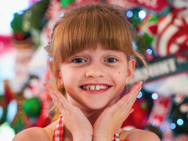 Gemma Petith, 8, visiting the festive wonderland inside her grandmother Karen McKay's home in Walkerston, west of Mackay. Picture: Heidi Petith