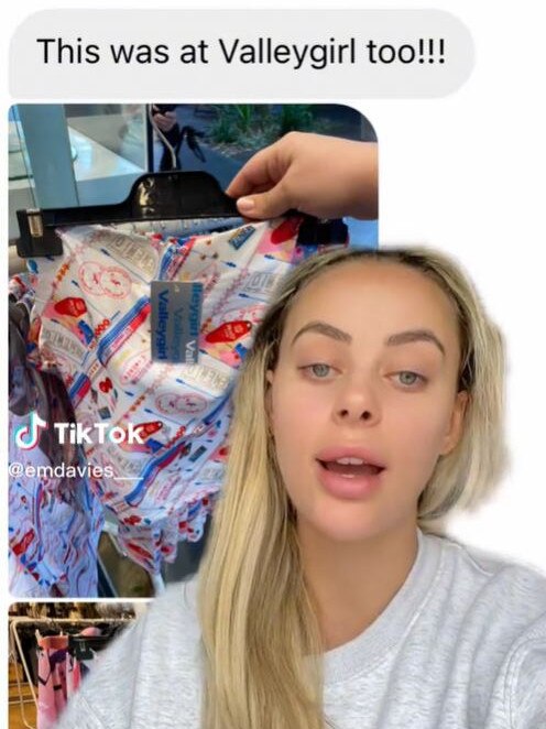 Davies alleged last year that retailer Valleygirl had mimicked one of her ‘exclusive’ designs. Picture: TikTok