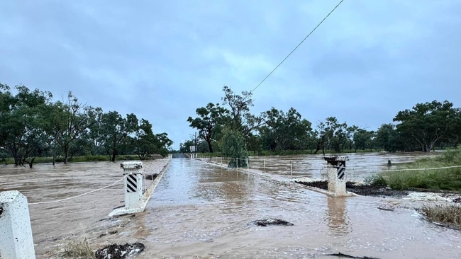 The Warrego River at Chareville on Friday morning. Picture: Meg JF