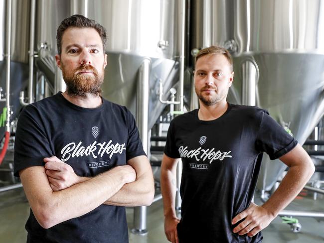 Co-founders Dan Norris and Eddie Oldfield say Black Hops Brewing’s Fire and Emergency Services Levy has jumped ten-fold from $2500 to more than $25,000 this financial year. Picture: Tim Marsden