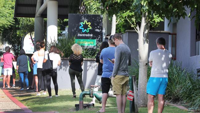 Queues outside centrelink. Picture: Glenn Hampson