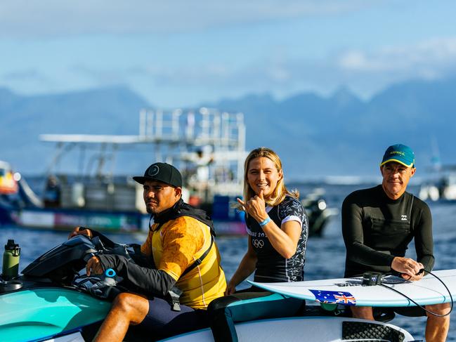 Coach Glenn Hall and Molly Picklum look on during training. Picture: Getty Images