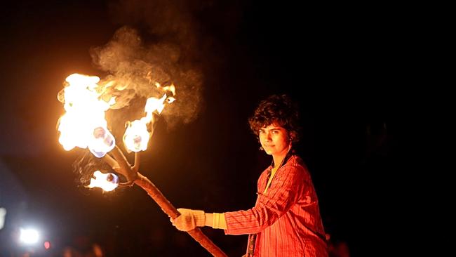 Samta Agrawal plays Aya, the protagonist of the mystical story Cycle of the Sun and the Inner World at the Huon Valley Mid-Winter Fest. Picture: PATRICK GEE