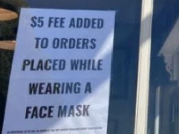 A cafe in Mendocino, California wants to charge customers $5 if they're wearing a face mask. Picture: NBC