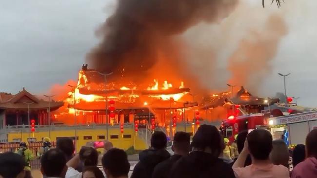 Flames engulfed the building.