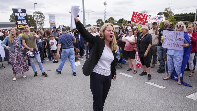 The protest was organised by Reignite Democracy and was attended by between an estimated one hundred and two hundred people. Picture: NCA NewsWire / Wayne Taylor