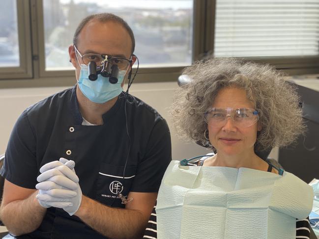 CARE: Periodontist Dr Alex Du Bois with patient Nadia Gelman.