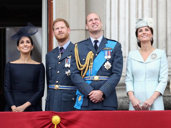 Meghan, Duchess of Sussex, Prince Harry, Duke of Sussex, Prince William, Duke of Cambridge and Catherine, Duchess of Cambridge in happier times. Picture: Getty Images