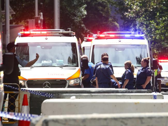 SYDNEY, AUSTRALIA: NewsWire Photos: FEBRUARY 28 2024: At 12.50pm on Wednesday 28 February 2024, emergency services were called to a building on Castlereagh Street in the Sydney CBD, following reports of a person being shot. Officers from Sydney City Police Area Command attended and found a man believed to be suffering a gunshot wound. Picture: NCA NewsWire / Gaye Gerard