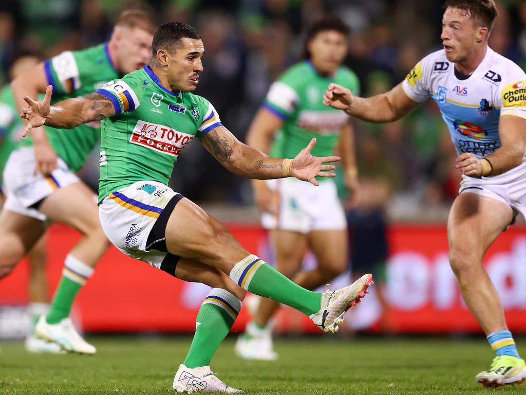 Jamal Fogarty seals the win with a field goal against his former club. Picture: Mark Nolan/Getty Images