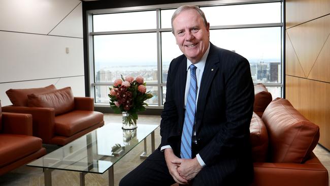 Future Fund’s then chairman Peter Costello at Future Fund HQ in Melbourne in 2019. Picture: David Geraghty