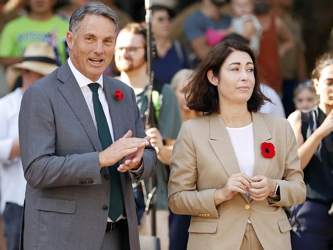 Richard Marles and Terri Butler at the Anzac Day ceremony. Picture: Tim Hunter