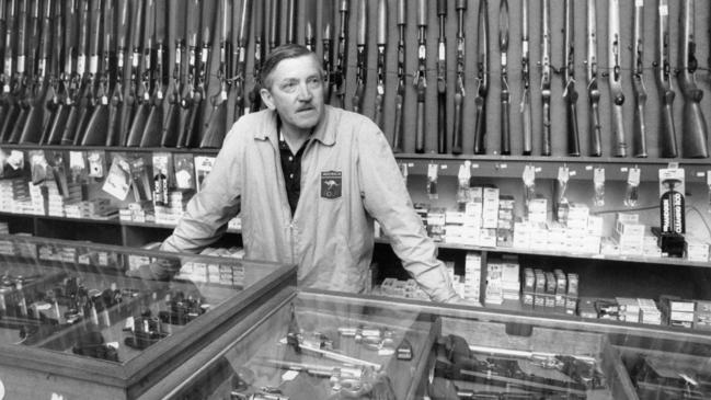 West Melbourne gun shop owner and former Olympic marksman Neville Sayers in the gun shop where Frank Vitkovic purchased his rifle.