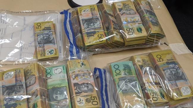 More than $200,000 in cash was found in the cabin of the truck. Picture: SA Police