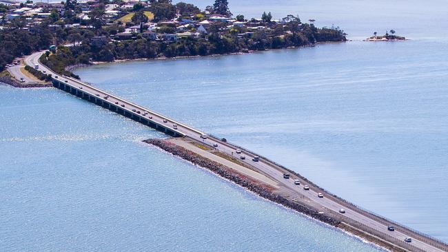 Aerial images of the Cambridge and Hobart airport area. from Tasmanian Air Tours Helicopter. Picture: RICHARD JUPE file / generic / air / drone / Hobart Airport / Flights / Hobart International Airport / Barilla Bay Oysters / Oyster Farm Tasmania / Observatory Richmond / Sorell / Causeway / midway point / Tasman Highway / Orielton Lagoon / Pitt Water Reserve