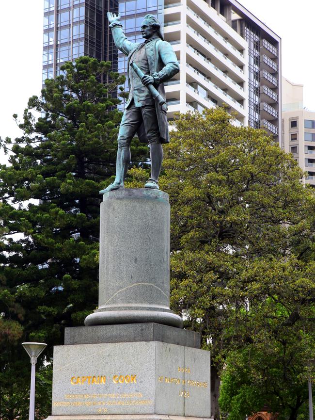 The contentious statue of Captain Cook in Hyde Park.