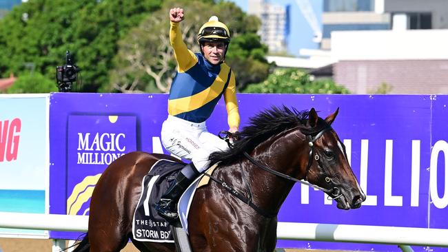 Magic Millions winner Storm Boy will find the opposition getting tougher as the Golden Slipper approaches. Picture: Grant Peters/Trackside Photography