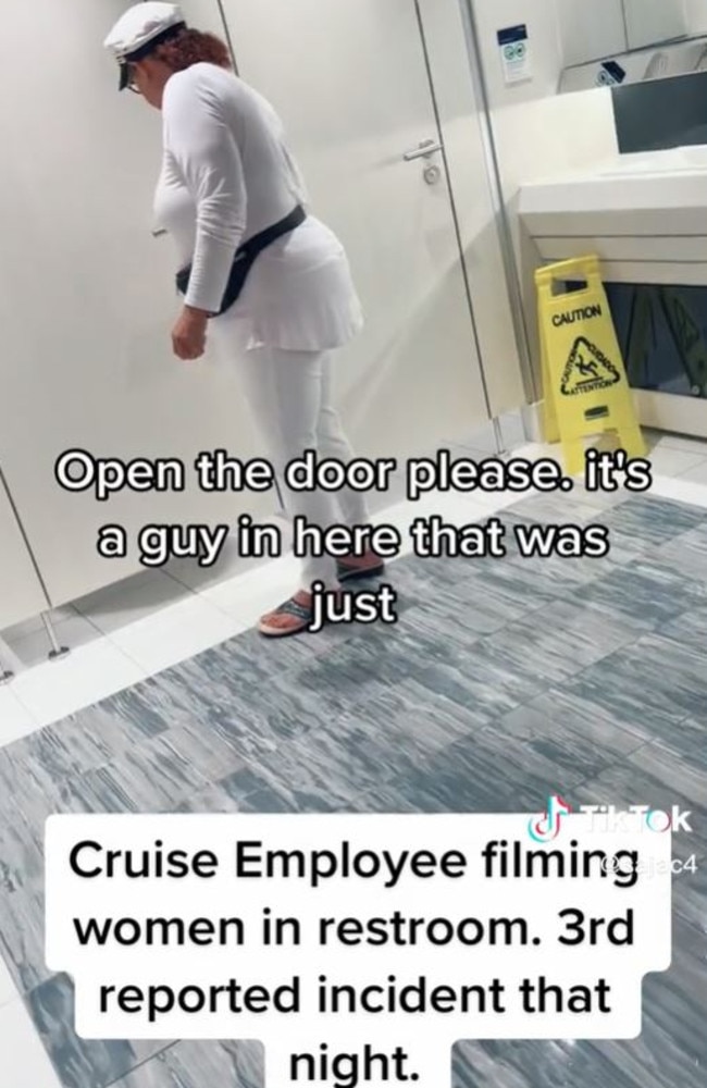 A fellow female passenger then banged loudly on the door. Picture: TikTok/sajac4