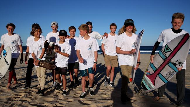 The presidents of Maroubra Surf riders, North Maroubra Surfriders and South End Boardriders brought the kids together to form the team in 2016. Picture: Jane Dempster/AAP