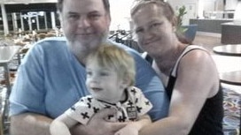Tarrin-Macen Kenneth O'Sullivan with his parents Andrew O’Sullivan and Tara Richardson. Tarrin-Macen died on Sunday, August 29, 2021. His mother Tara Richardson (right) is charged with her murder and misconduct with a corpse. Picture: Contributed