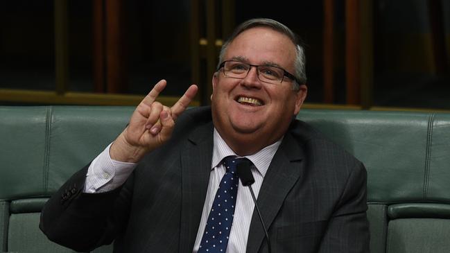 Federal Liberal member for Herbert, Ewen Jones gestures during Question Time in the House of Representatives at Parliament House in Canberra, Monday, May 2, 2016. (AAP Image/Sam Mooy) NO ARCHIVING