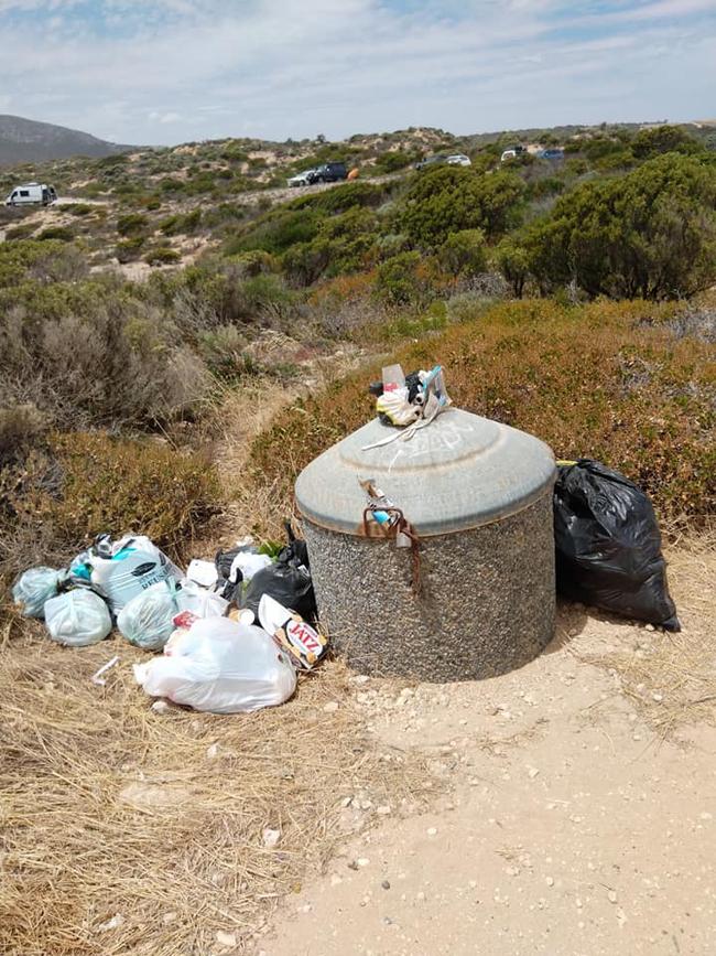 Rubbish left by tourists at Greenly Beach, near Port Lincoln in 2021 Picture: Murray Kelsh