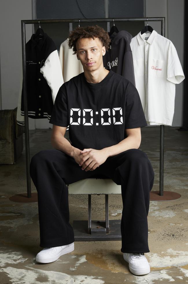 Dyson Daniels models his new label. Pic: Ray Rolla