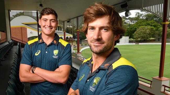 Queenslanders Matt Renshaw (left) and Joe Burns are back in the Australian Test team. Picture: AAP 