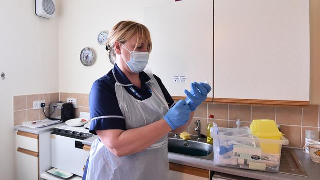 A nurse prepares to administer the AstraZeneca/Oxford Covid-19 vaccine to a housebound patient in Chesterfield, England. Picture: Getty Images