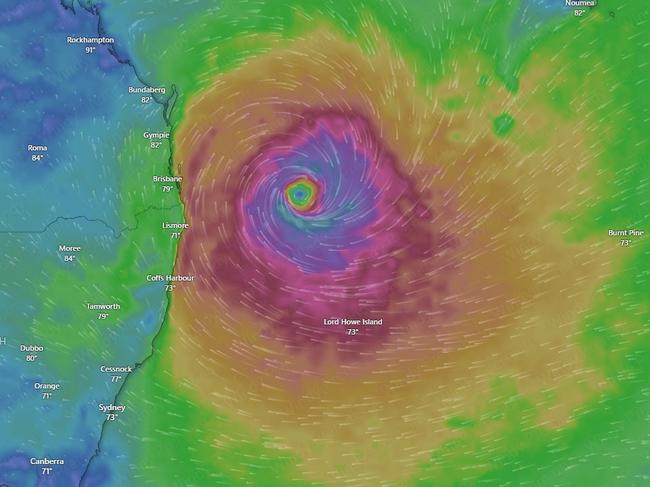 On Wednesday March 5 this forecast track map has the system travelling southeast off the coast of South East Queensland and northern NSW. Source: Windy.com.