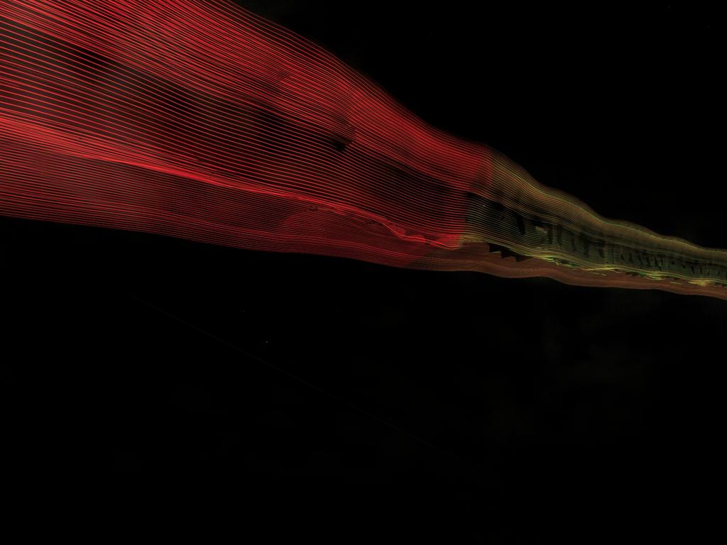 The kites in action at Clontarf’s Pelican Park at night ahead of Redcliffe KiteFest. Photo: Josh Woning.