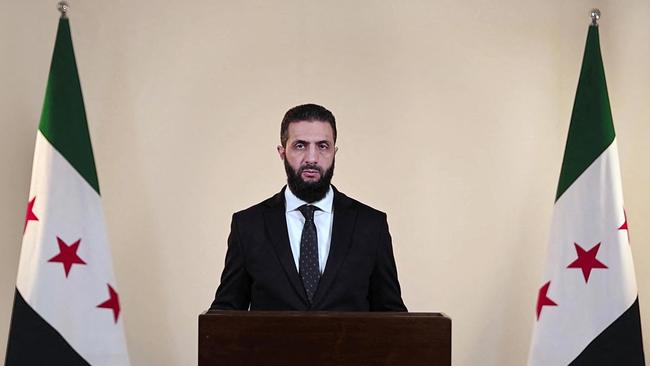 Syrian leader Ahmed al-Sharaa speaking in Damascus on March 9. Picture: Syrian Presidency / AFP