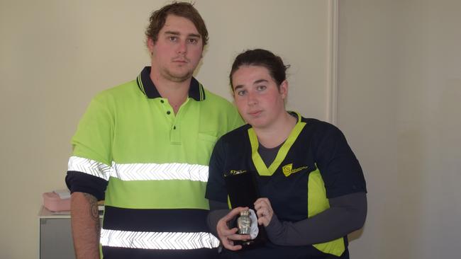 Natasha Tacon and Braeden Carolan holding their baby boy's urn. Picture: Aden Stokes.