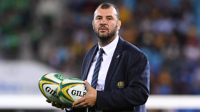 Wallabies coach Michael Cheika looks on prior to the Rugby Championship match between Australia and Argentina at Cbus Super Stadium on the Gold Coast, Saturday, September 15, 2018. (AAP Image/Dave Hunt) NO ARCHIVING, EDITORIAL USE ONLY