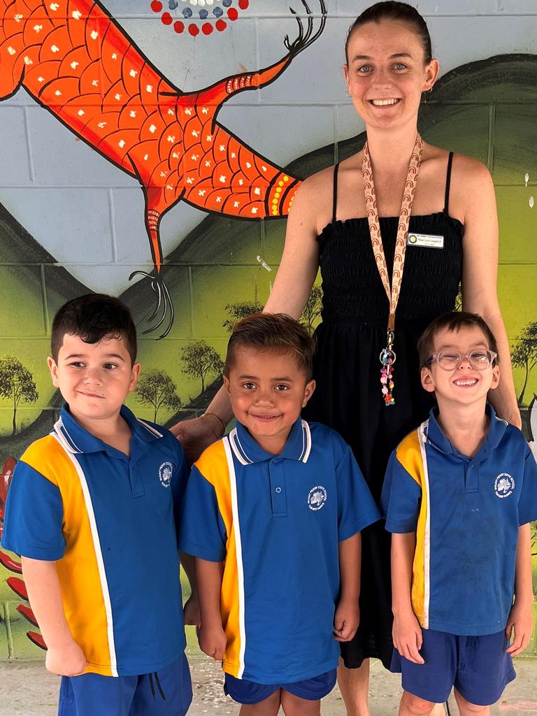 My First Year: Mount Perry State School Preps. Teacher Miss Shae-Lee, Noah Holman, Mercy Sio and Jaxson Clark.