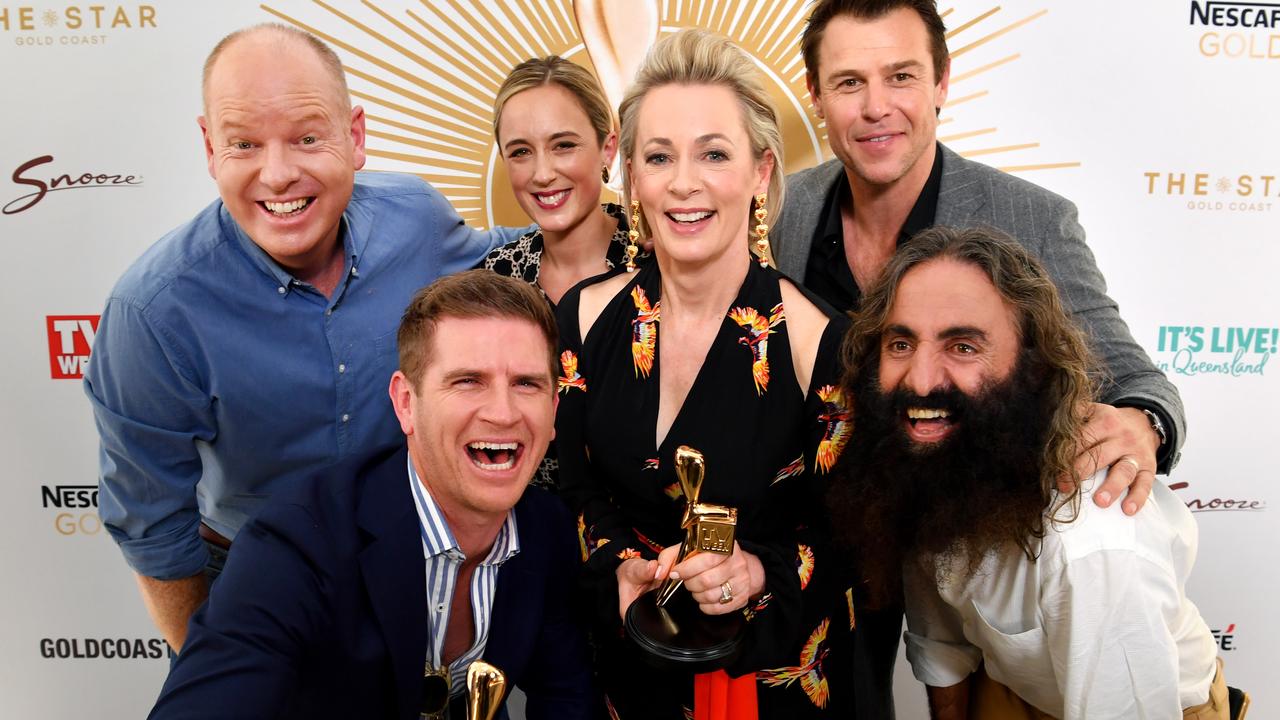 Gold Logie nominees: Tom Gleeson, Sam Mac, Eve Morey, Amanda Keller, Rodger Corser and Costa Georgiadis. Missing is Waleed Aly who has also been nominated.