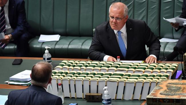 Scott Morrison and Anthony Albanese face off for the first time in 2021. Picture: Getty Images