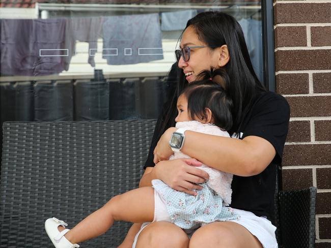 Anne Carlos with her daughter Skye, 11-months, at their home in Blacktown. Picture: Gaye Gerard